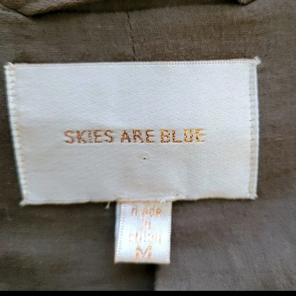 Skies Are Blue Women’s Utility Sweater Jacket Medium Brown Hooded Zip-Up Pockets